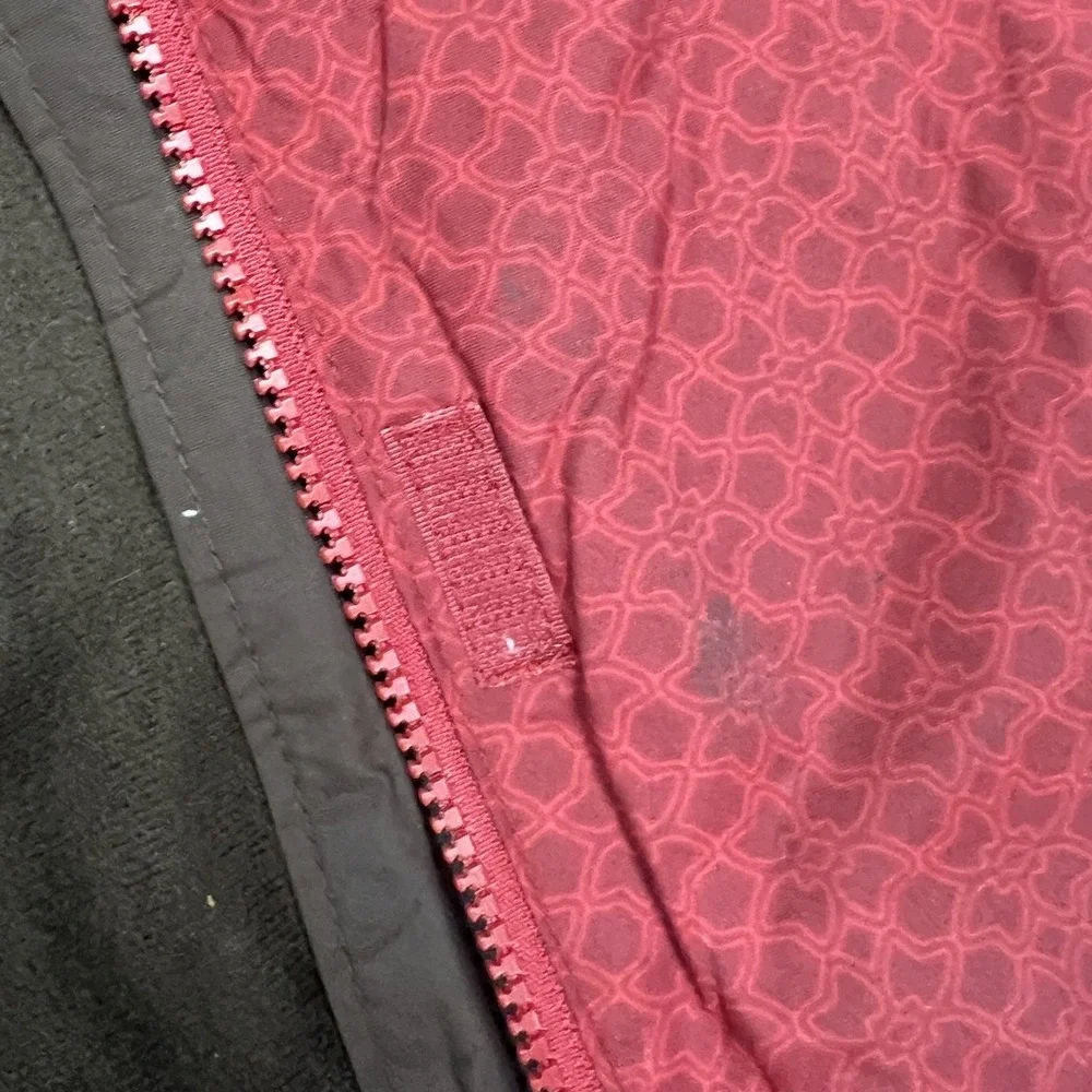 Columbia Ski Jacket Women L Red Geometric Colorblock Hooded Coat B2